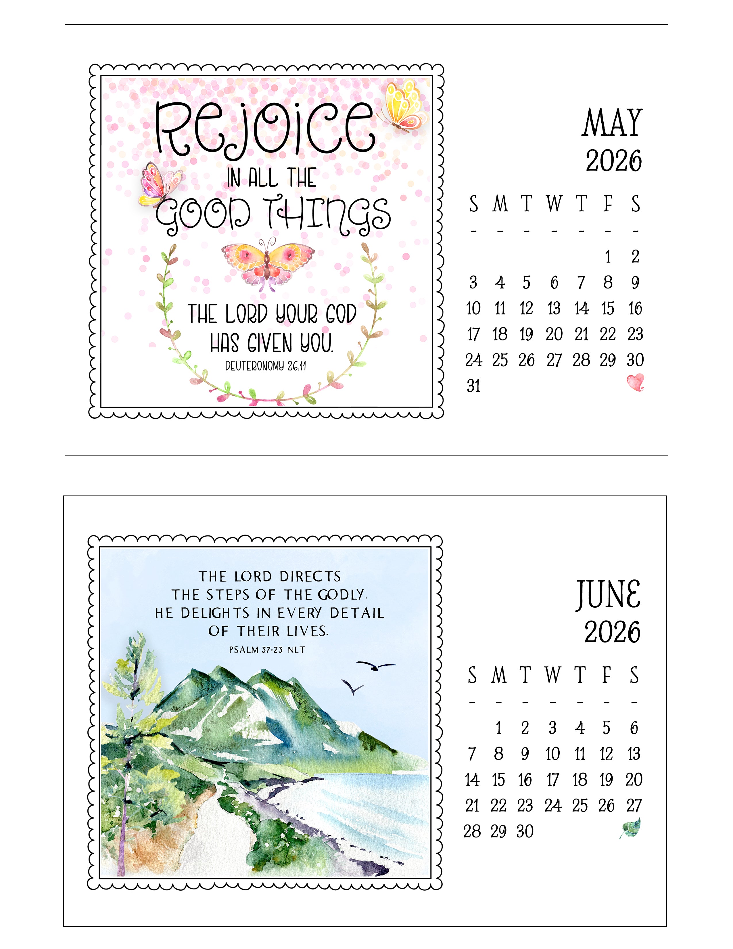 2026 Little Lifts Calendar with Gold Easel