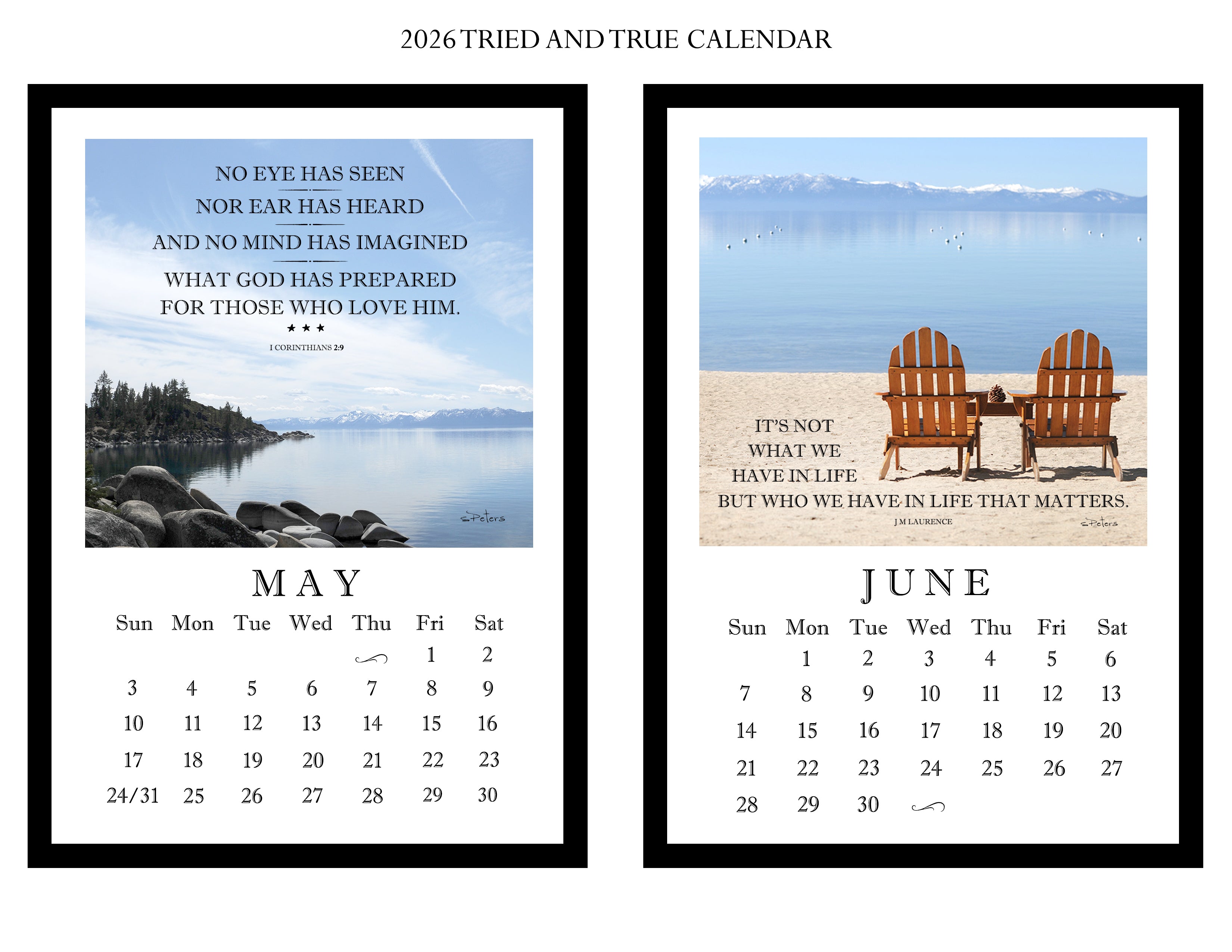 2026 Tried and True Calendar with 5x7 Acrylic Frame