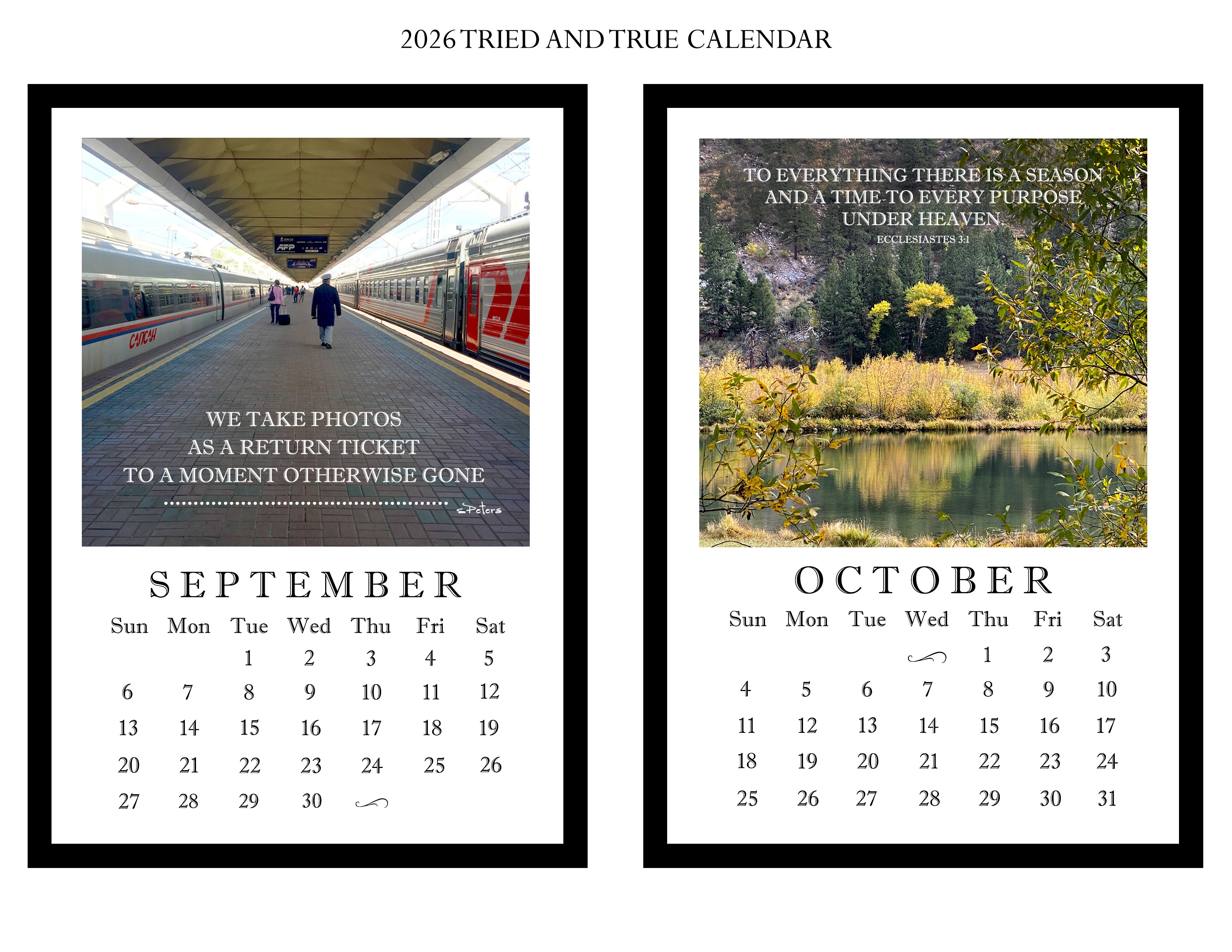 2026 Tried and True Calendar with 5x7 Acrylic Easel Frame