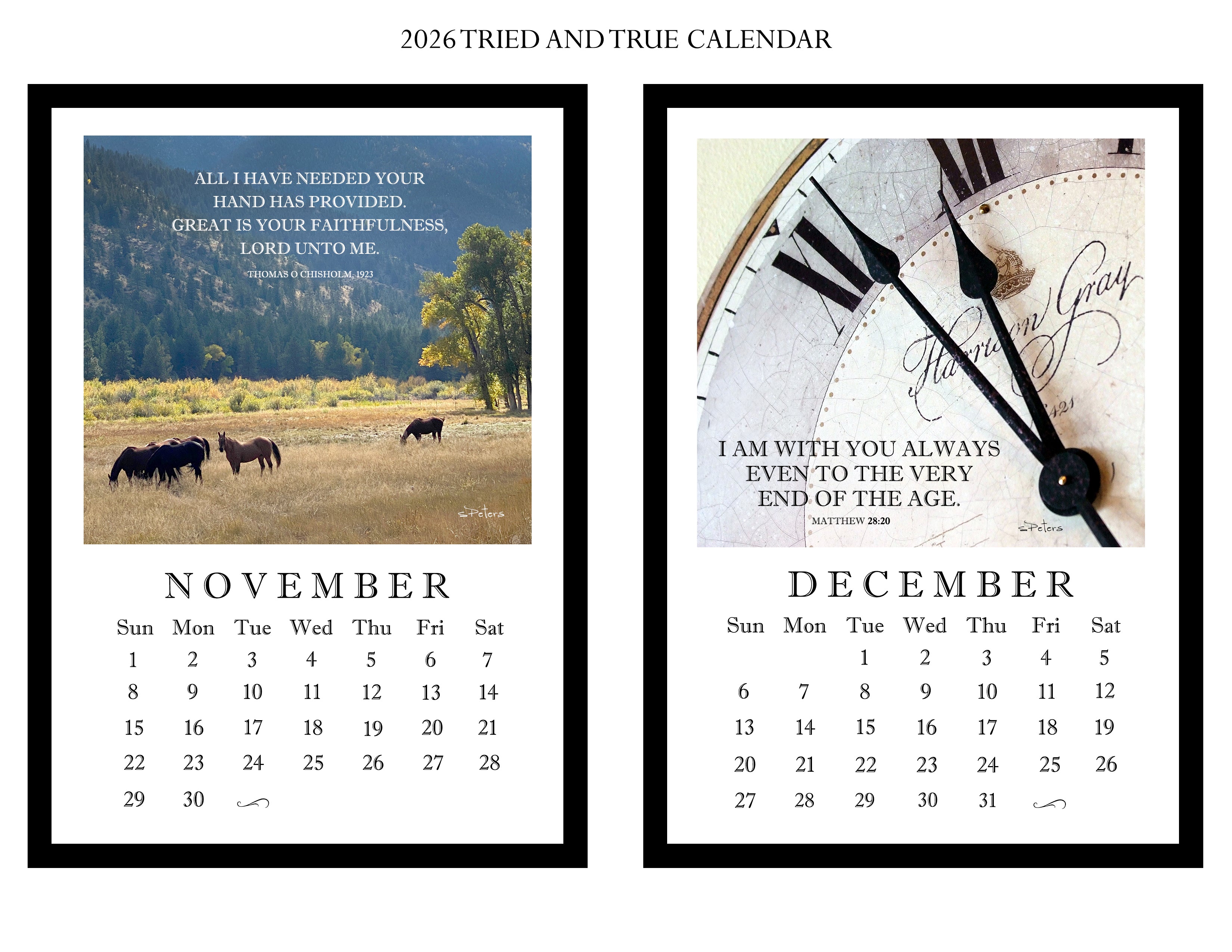 2026 Tried and True Calendar with 5x7 Acrylic Easel Frame