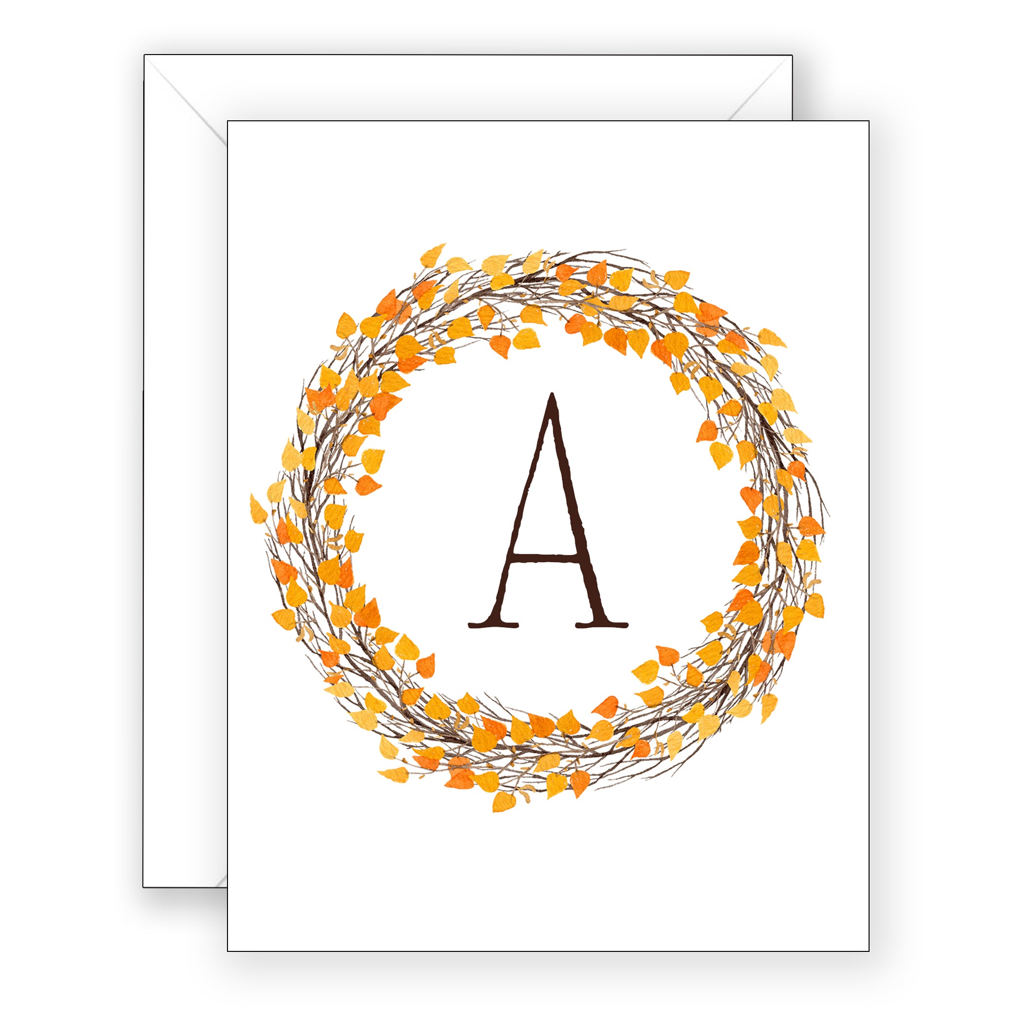 Becky Fall Wreath Initials Folded Boxed Notes