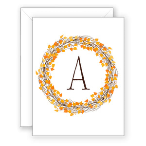 Becky Fall Wreath Initials Folded Boxed Notes