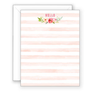 Hello Peach Stripe Flat Boxed Notes