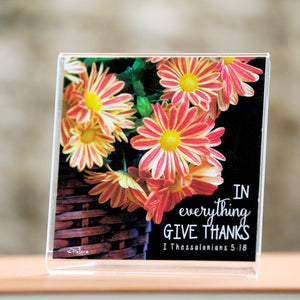 Basket of Mums (I Thessalonians 5:18) - Framed Mini Print