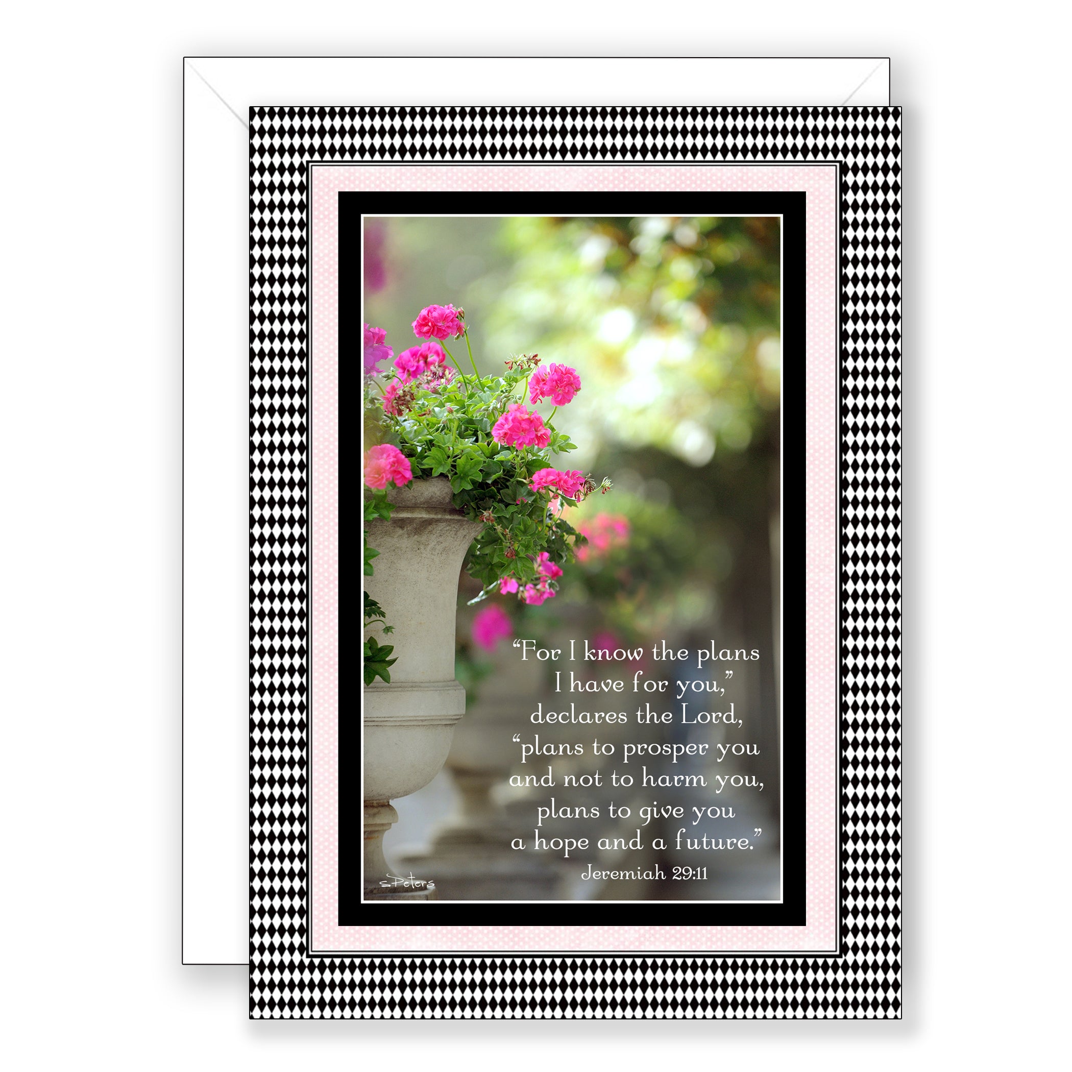 French Geraniums (Jeremiah 29:11) - New Beginnings/Graduation/Retirement Card