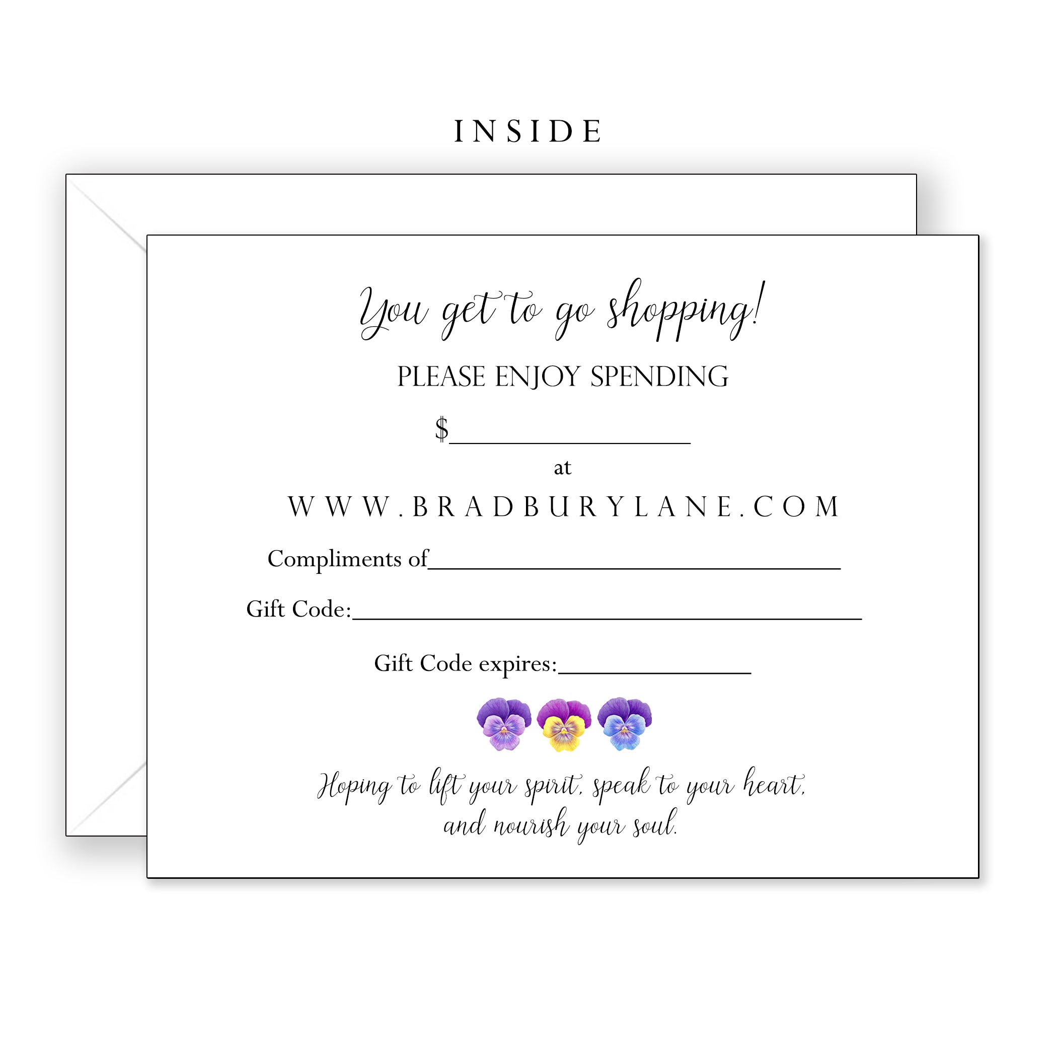 Bradbury Lane Gift Card - Pair of Pansies