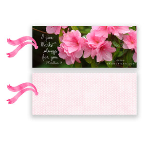 Pink Ruffles (I Corinthians 1:4) - Bookmark w/Ribbon